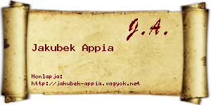 Jakubek Appia névjegykártya